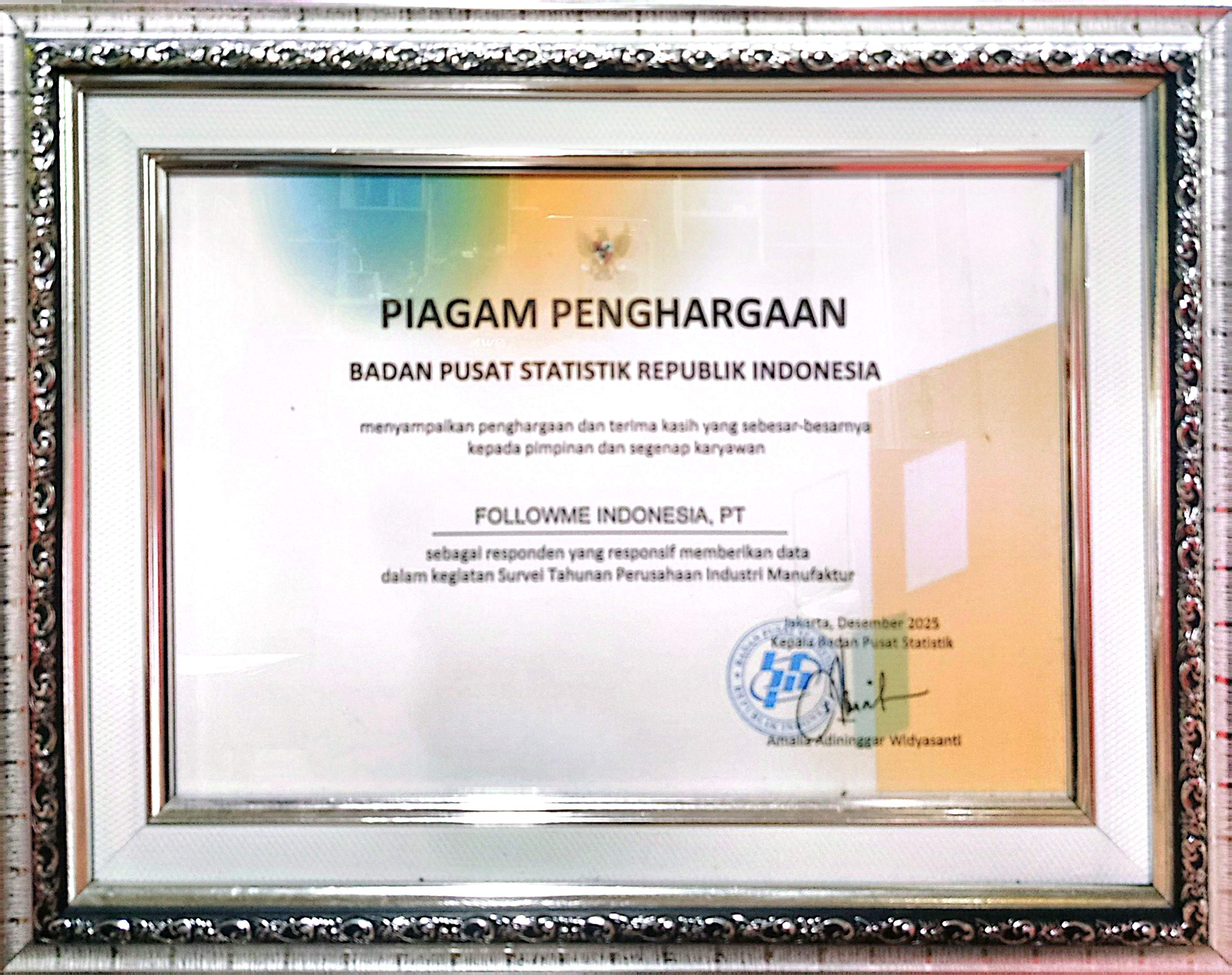Piagam Penghargaan Badan Pusat Statistik RI 2025